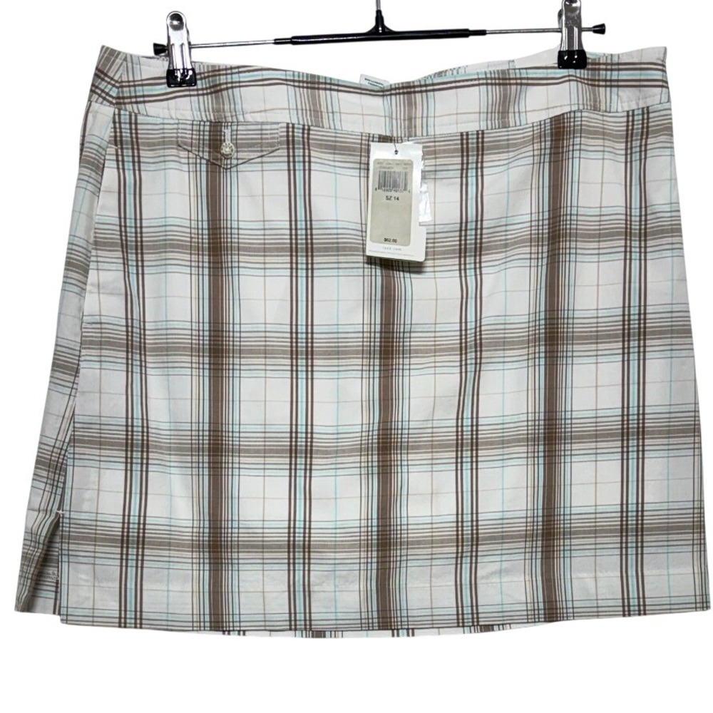 NEW IZOD Skort Womens 14 36x17 White Plaid Golf Tennis Classix Swingflex Skirt